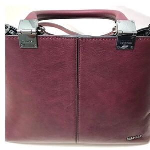 NWOT Calvin Klein PLUM Vegan Leather Satchel with Structured Design